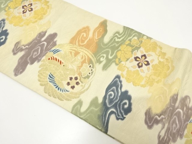 JAPANESE KIMONO / ANTIQUE CRANES / THE MIST / FLOWER CIRCLE PATTERN WO